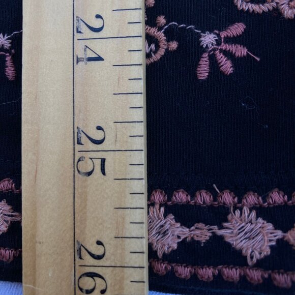 J. Jill Black Embroidered Tunic Top Pull-over V Neck Boho Tan Pink Floral, sz XL - Picture 8 of 10